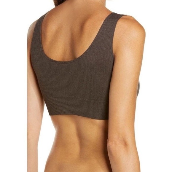 Dark Grey Skims Stretch Rib Scoop Neck Bralette Size L/XL - Picture 2 of 4